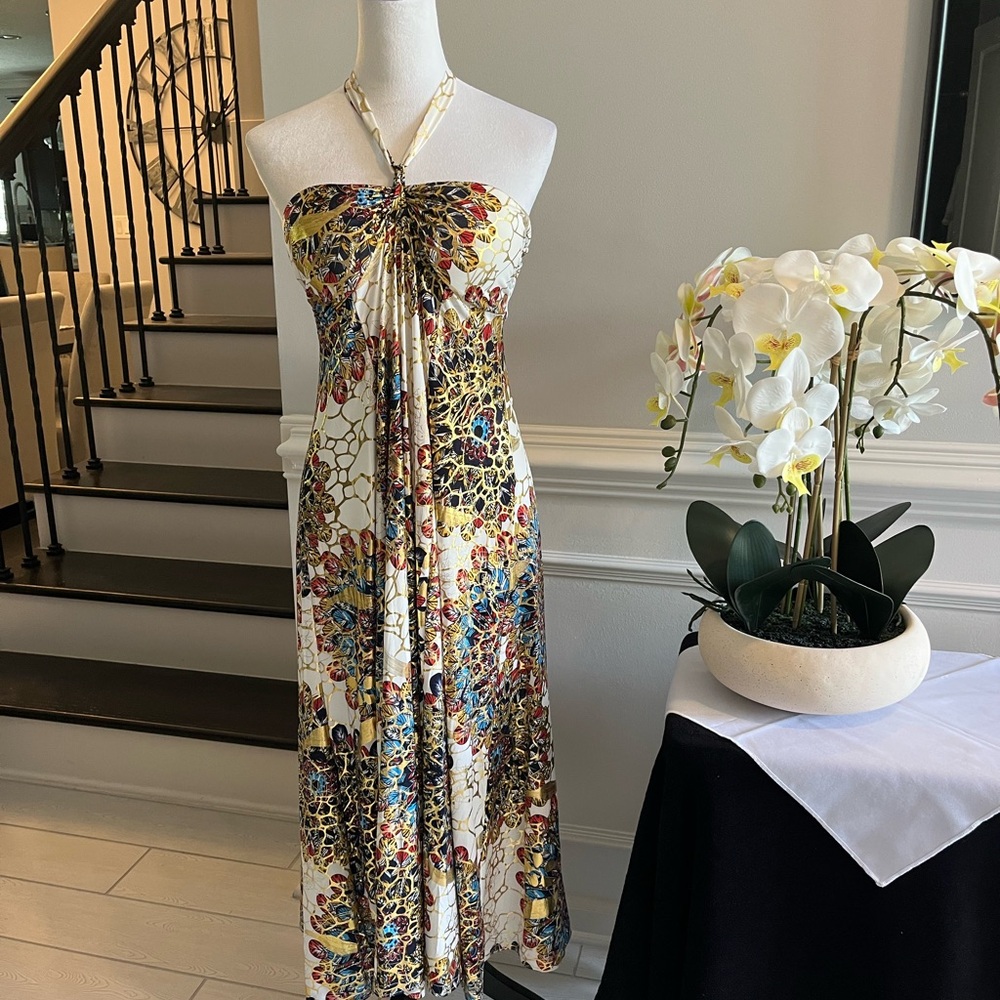 Vibrant Strapless Floral Dress (Never Worn)